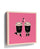 Minimalist pink canvas print with two smiling coffee cups