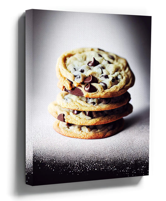 Photorealistic chocolate chip cookies canvas print, kitchen wall art