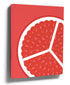 Red minimalist canvas wall art with a stylized pomegranate slice