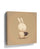 Minimalist canvas wall art of a cute bunny rabbit with a hot chocolate mug in taupe and pastel tones