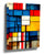 Mondrian-inspired geometric rectangles in primary colors, abstract industrial style wall art