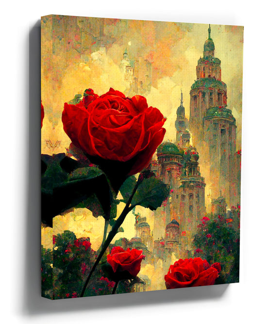 City of Roses wall art print - urban poetry decor shown in a room setting