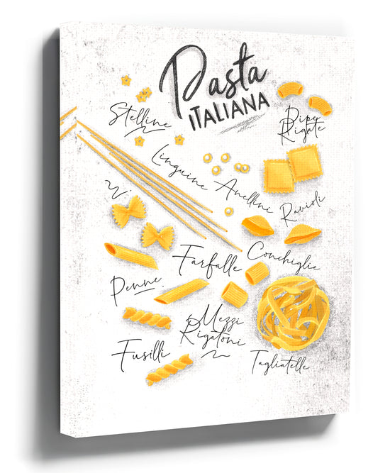 Italian pasta illustration kitchen wall art for a minimalist kitchen