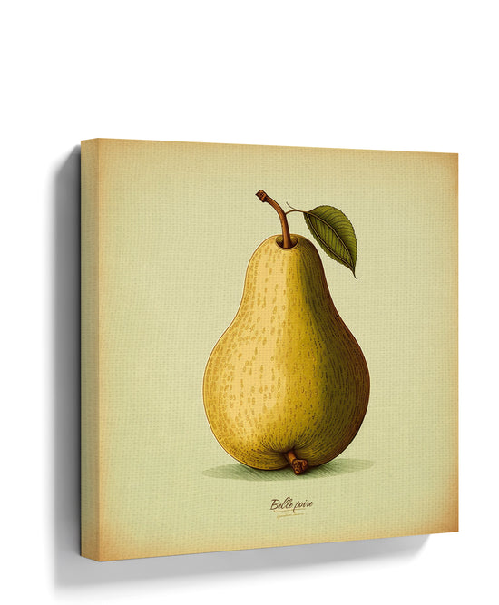 Vintage yellow pear art print for minimalist kitchen decor