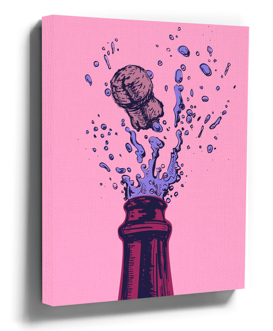 Pop art champagne bottle kitchen wall art for industrial kitchen decor