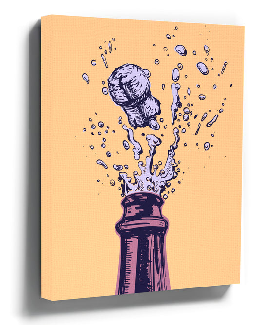 Pop art kitchen wall art print of a popping champagne cork
