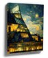 Louvre Pyramid canvas wall art - illuminated blue and gold night scene, Paris wall decor