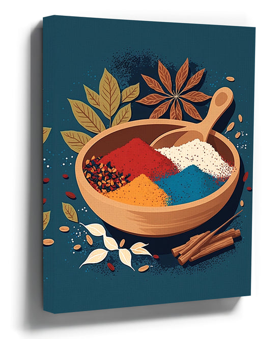 Indian spices bowl wall art for modern kitchen decor