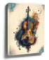 Blue and copper watercolor violin wall art