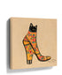 Black cat in a floral high heel – minimalist wall art for living room decor