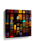 Middle Eastern domes and minarets in a stained-glass style, warm-toned Islamic architecture wall art