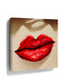 Red Lips Watercolor Painting – Plump red lips with dramatic shadow, bold red lipstick wall art