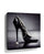 Black and white stiletto heel wall art for a modern living room