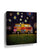 Psychedelic boho canvas wall art featuring a colorful hippie van under a starry night sky – vibrant retro camper art