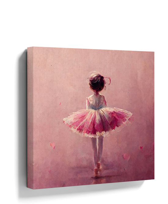 Scandinavian kids room wall art - pink tutu ballerina canvas
