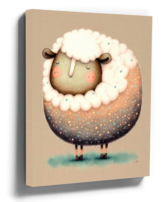 Cute white sheep nursery wall art for baby room decor