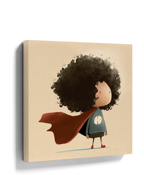 Minimalist kids room wall art print of a superhero boy