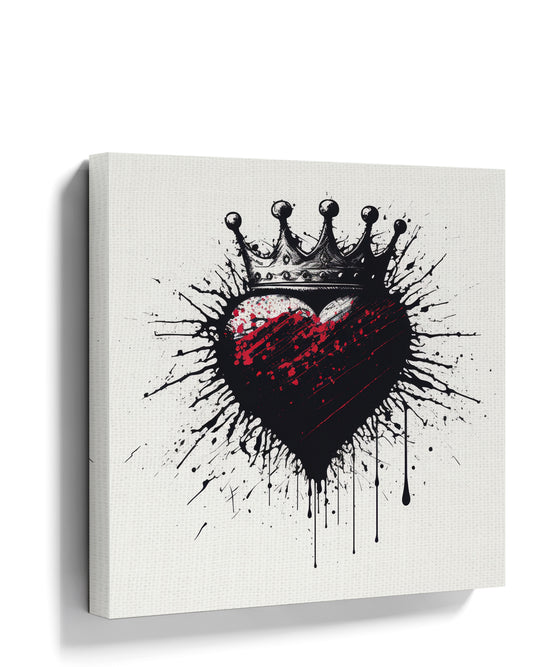 Crowned Black Heart Wall Art for Teen Bedroom – Urban Street Style Decor