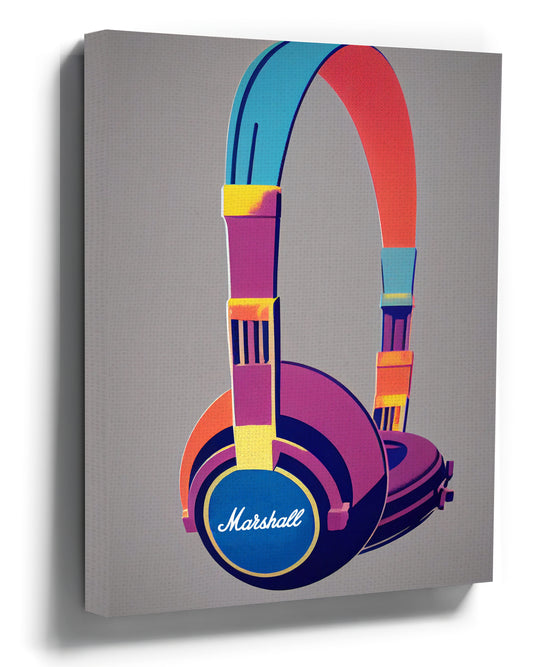 Marshall headphones pop art canvas print for teen bedroom wall decor
