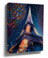 Paris Eiffel Tower pointillism canvas print for minimalist bedroom decor