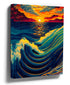 Mosaic of ocean waves at sunset – minimalist living room wall art