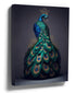 Royal peacock wall art, studio photography in blue, green, and gold tones