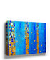 Blue and gold geometric abstract canvas wall art for modern living room decor
