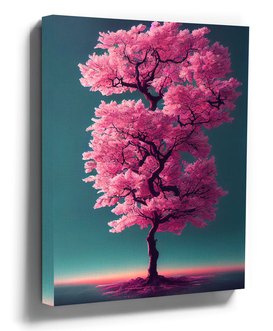 Pink Japanese cherry blossom wall art for a minimalist living room