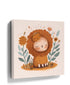 Minimalist jungle lion wall art with flowers for kids room