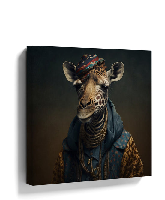 Hip-hop giraffe street art wall art for an urban teen bedroom