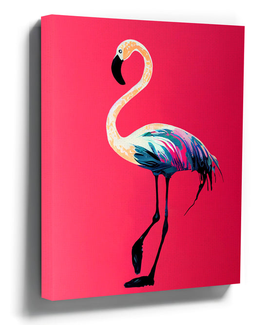 Pink Flamingo Canvas Wall Art - Burst of Freedom, modern wall decor in room setting