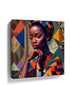 Colorful geometric pop art African woman portrait canvas wall art