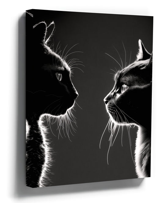 Mystic Cats Canvas Wall Art – Captivating Gaze, Cat Wall Decor in Room Setting