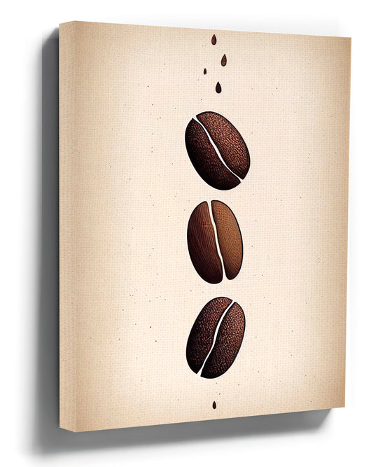 Minimalist beige aligned coffee beans illustration wall art