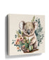 Minimalist koala nursery wall art with floral bouquet