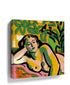 Fauvist-style painting of a reclining nude woman in yellow, green, and pink tones