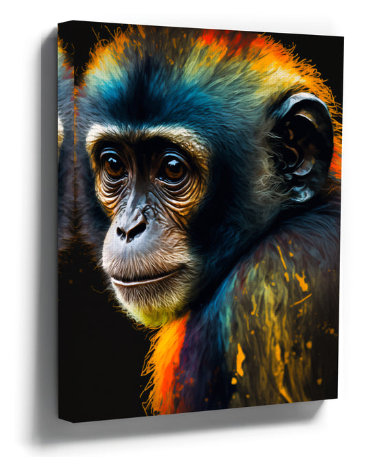 Colorful monkey wall art for contemporary living room decor