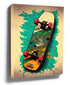 Y2K skateboard canvas wall art, turquoise and yellow pop art illustration
