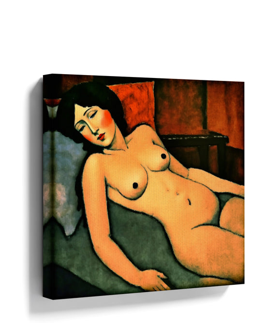 Artistic reclining nude woman canvas wall art for minimalist bedroom