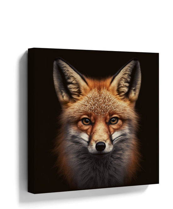Red fox portrait canvas wall art for minimalist living room decor