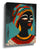 Pop art African woman portrait with multicolored headwrap, canvas wall art