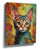 Whimsical autumn kitten oil painting in vibrant colors, colorful cat wall art