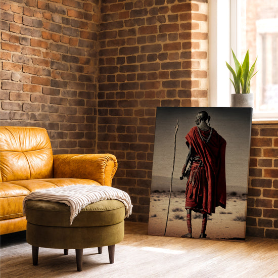 Guerrier masaï au désert tableau pour salon industriel