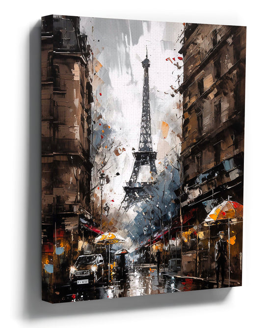 Eiffel Tower Paris Street Canvas Wall Art for Living Room Decor