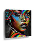 Vibrant multicolor street art portrait of a woman – graffiti canvas wall art