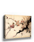 Sakura cherry blossom branch with birds, sepia watercolor ink canvas wall art, Japanese art print