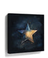 Blue and gold star watercolor wall art print, night sky with gold accents