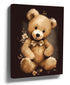 Beige Teddy Bear Canvas Wall Art with Bow Tie - Warm Brown Illustration