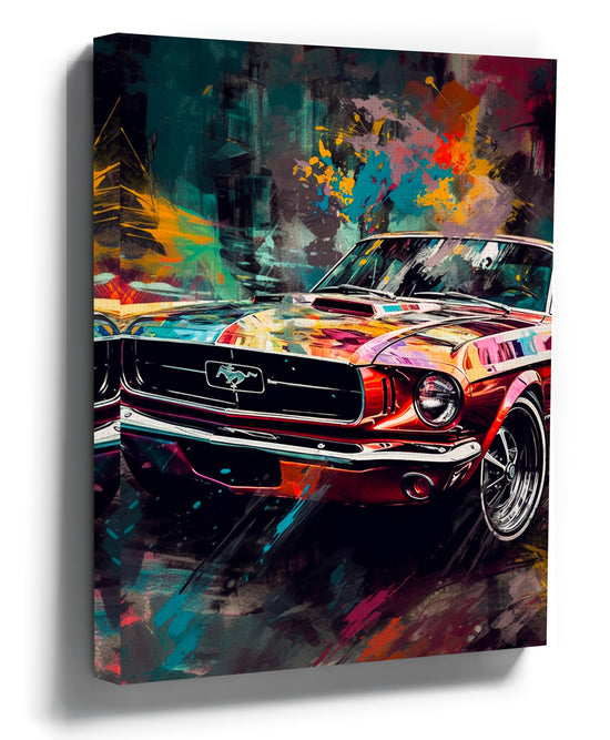 1967 Ford Mustang wall art in room setting — iconic muscle car power