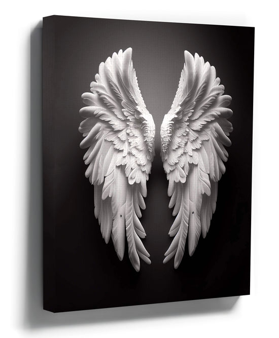 White Angel Wings Canvas Wall Art for Minimalist Living Room Decor